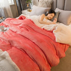 Thick Warm Flannel Quilt and Lamb Fleece Duvet Blanket