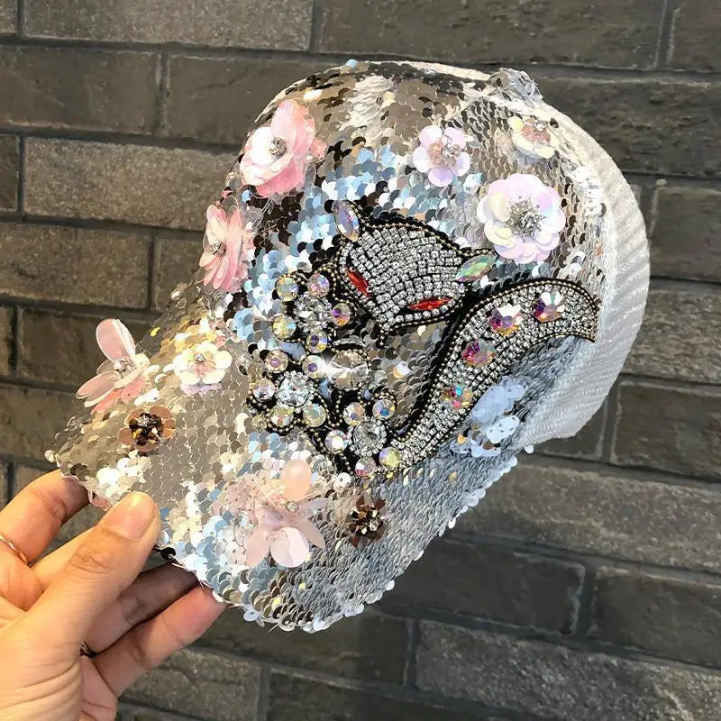 Sequin Duckbill Sun Hat Breathable Reflective Adjustable 22-23 Inch