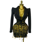 Women's Sexy Sparkly Crystal Pearls Mini Dress