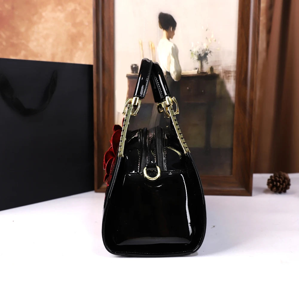 Women's Rhinestone Floral Dumpling Tote Bag