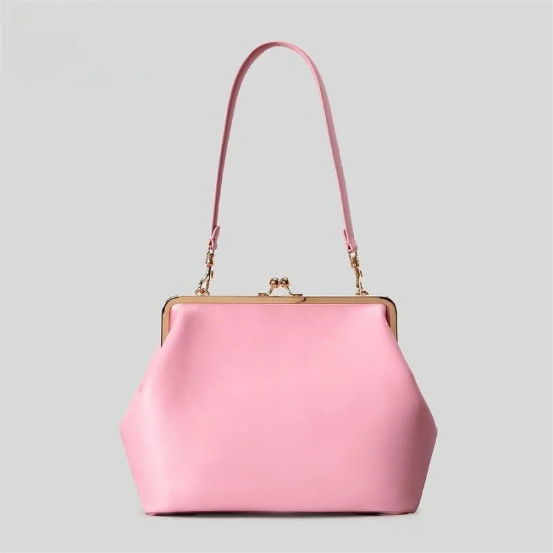 Women's Retro Kiss Lock Frame Shoulder Clutch Bag