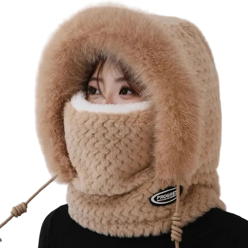Women's Thermal Plush Hood Scarf & Mask Set