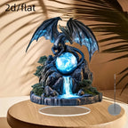 Retro Bohemian Dragon Crystal Ball Flat Acrylic Plaque and Tabletop Ornament