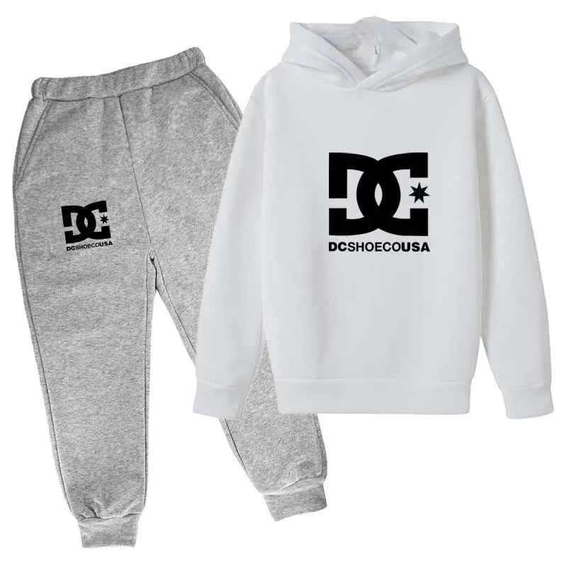 Kids' Casual Simple Print Hoodie Pants Two-Piece Set