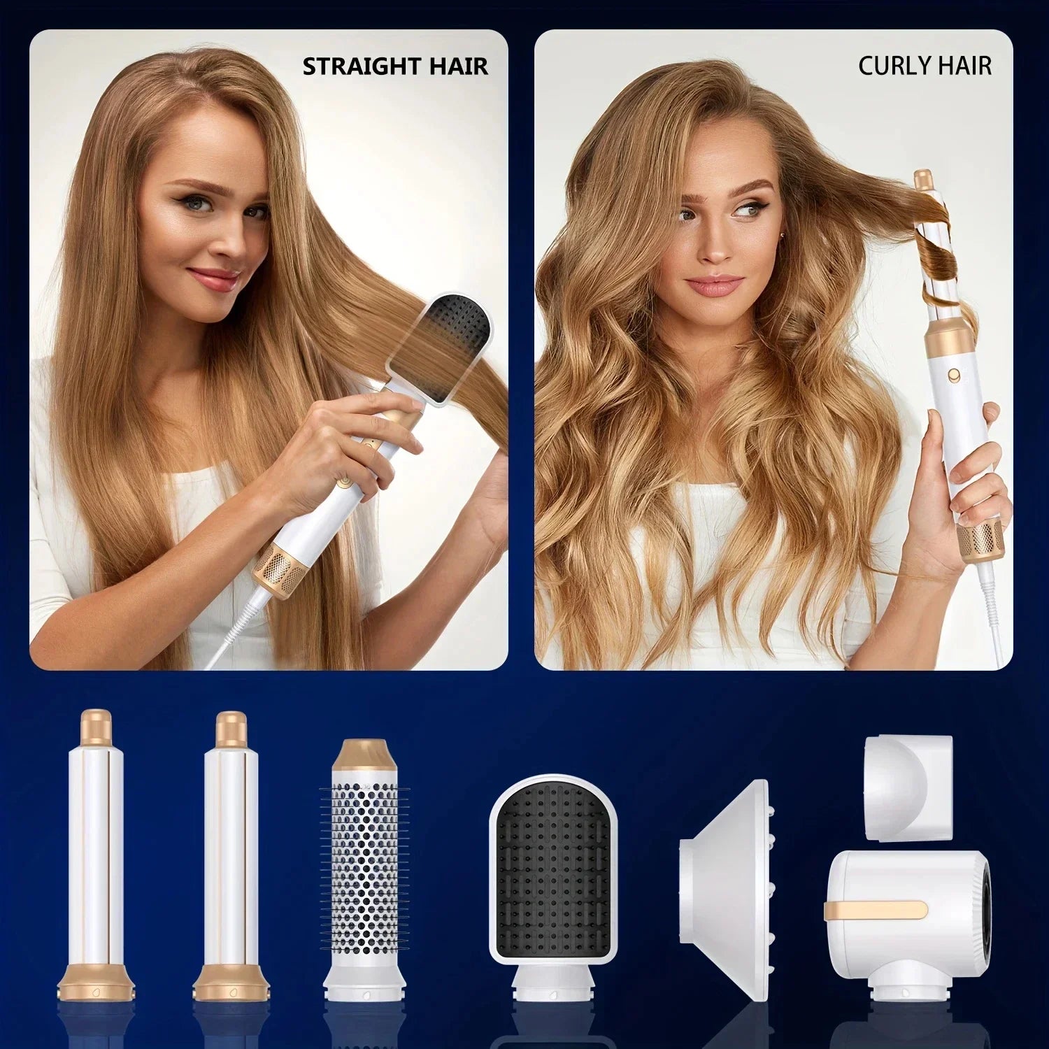7-in-1 High Speed Ionic Hair Dryer Brush and Auto Curler Set