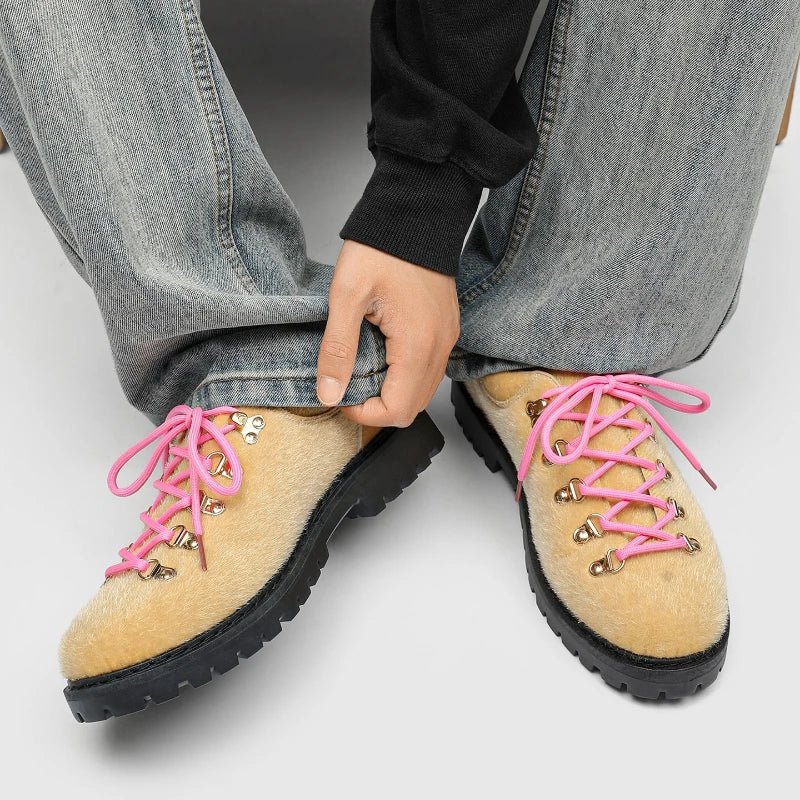 Men's Fashion Color Block Round Toe Flat Casual Shoes