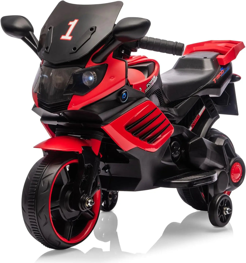 Kids' Electric Ride On Motorcycle Toy with Training Wheels and Headlight