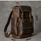 Men's Fashion Genuine Leather Large Capacity Hiking Travel Backpack