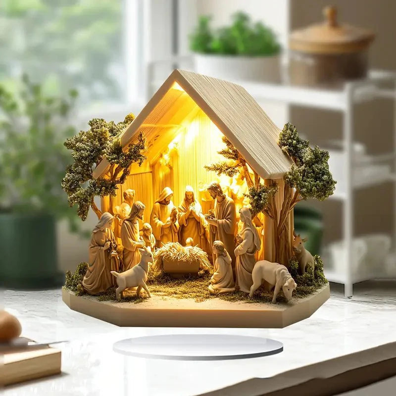Flat Acrylic Nativity Scene Plaque and Tabletop Signboard