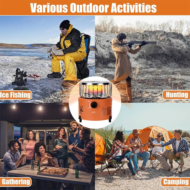 Portable 2-in-1 Camping Gas Stove and Heater with Adjustable Damper