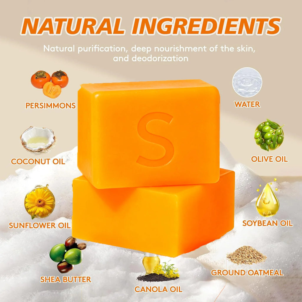 Unisex Persimmon Deodorizing Cleansing Soap Bar and Body Wash