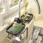 Kitchen Space Aluminum Sink Drain Rack and Sponge Storage Holder