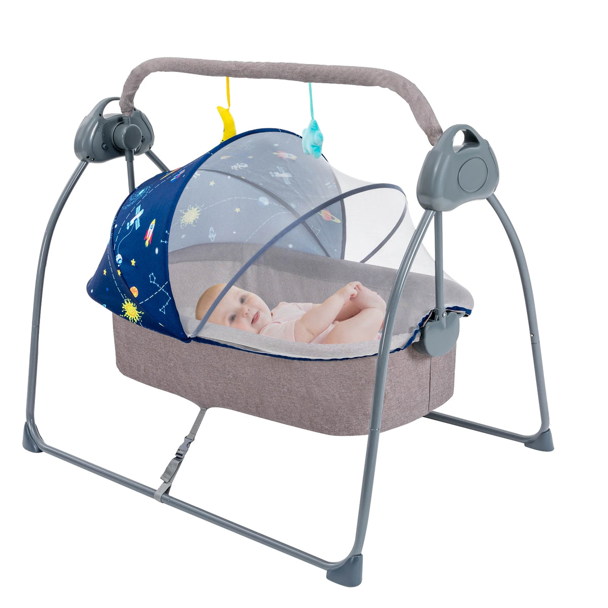 Foldable Baby Cradle Swing and Electric Rocking Bassinet