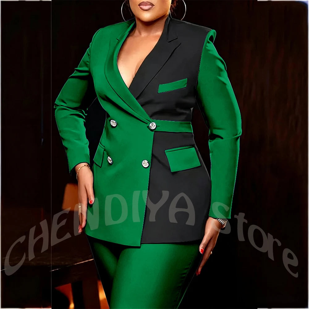 Women's Classic Tailored Blazer and Trousers Suit Set