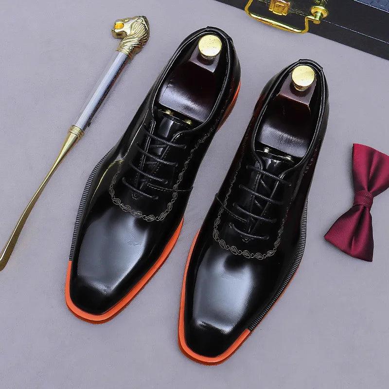 Men's Genuine Leather Low Top Dress Derby Oxfords
