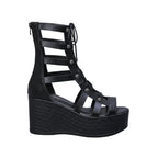 Women's Open-Toe Wedge Ankle Boots Summer Casual Elegant Black