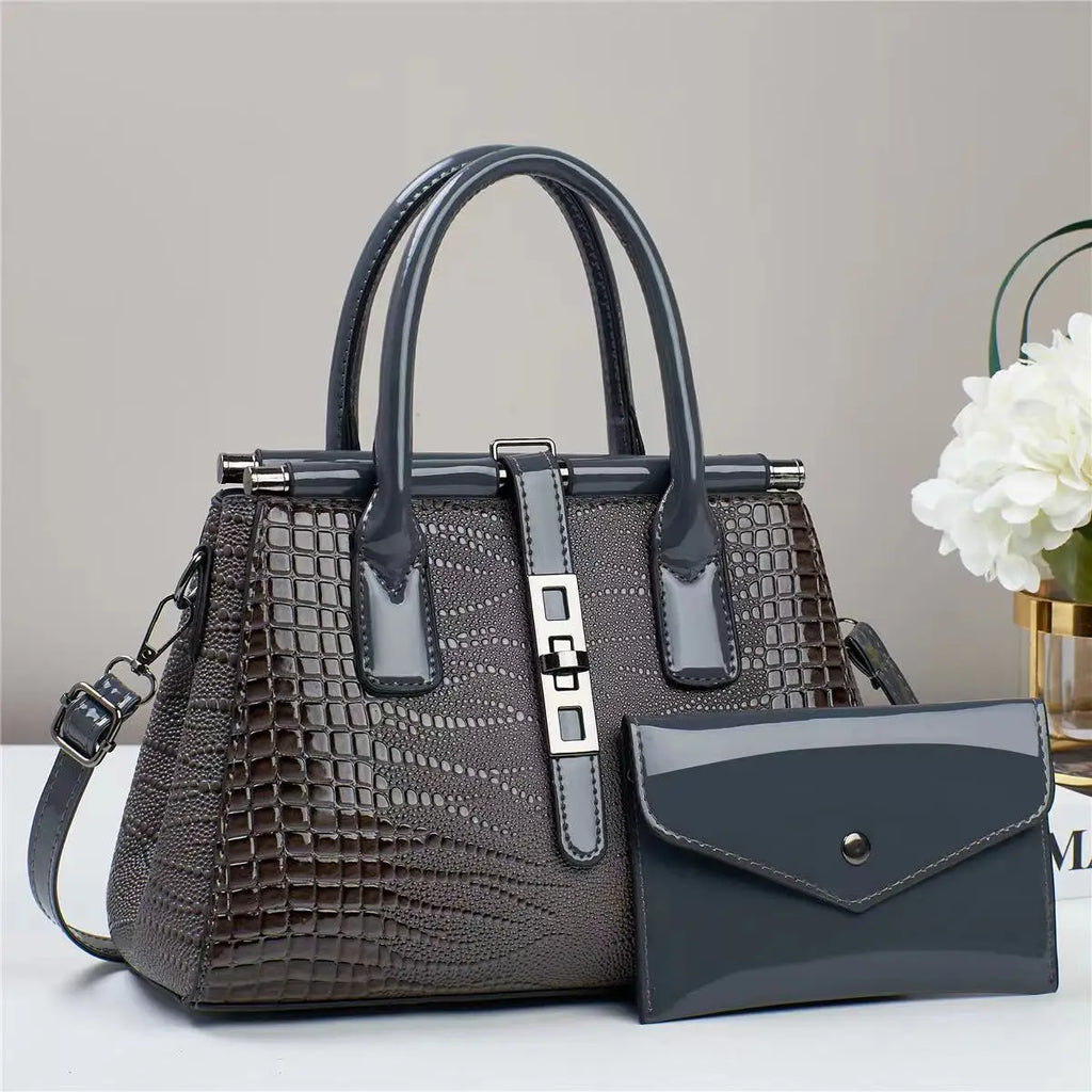 Women's Crocodile Pattern Crossbody Shoulder Tote Bag