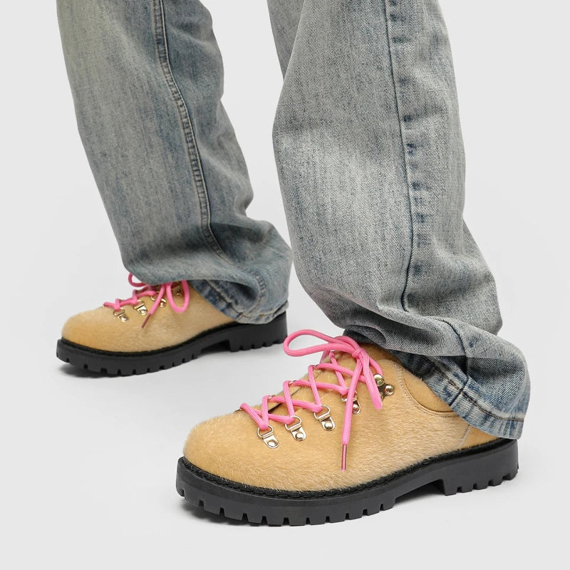 Men's Fashion Color Block Round Toe Flat Casual Shoes