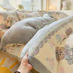 Warm Velvet Cartoon Duvet Cover and Plush Bedding Set