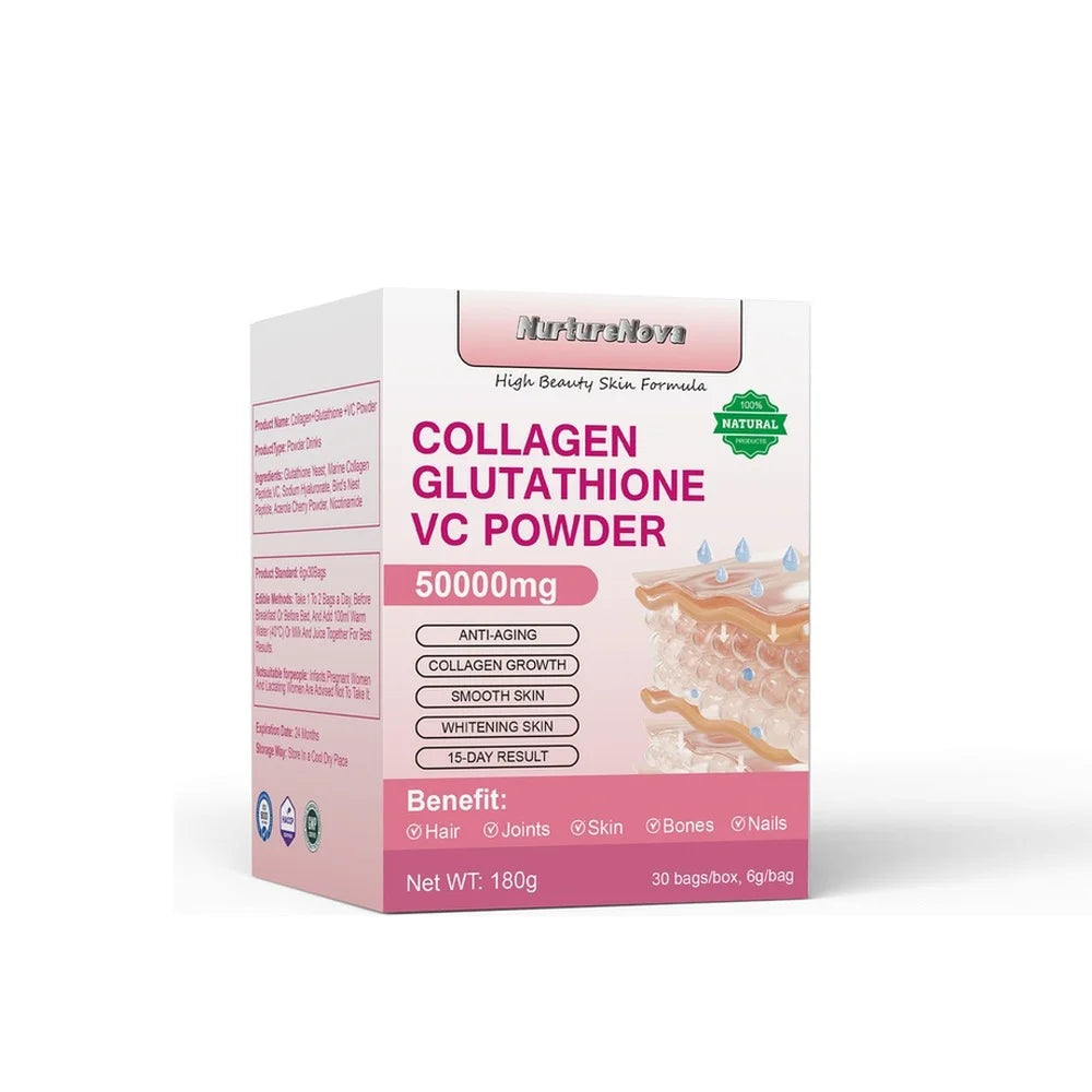 Marine Collagen Peptides Glutathione Vitamin C Powder 30 Sachets 6.3 oz
