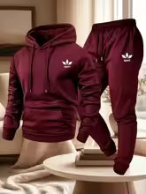 Men's Warm Fleece Lined Printed Hoodie and Jogger Pants Tracksuit Set