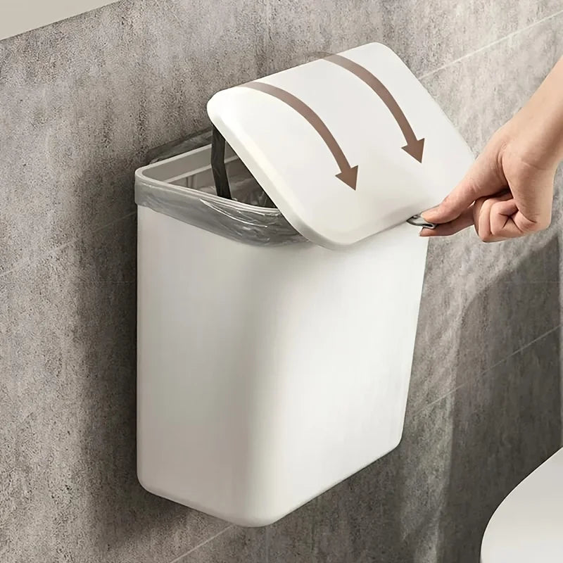 Wall-Mounted Plastic Kitchen Trash Bin and Hanging Storage Bucket