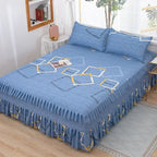 Lace Skirt Bed Sheet and Fitted Bedspread Set