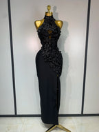 Women's Flower Hollow Out Sleeveless Knitted Bandage Dress