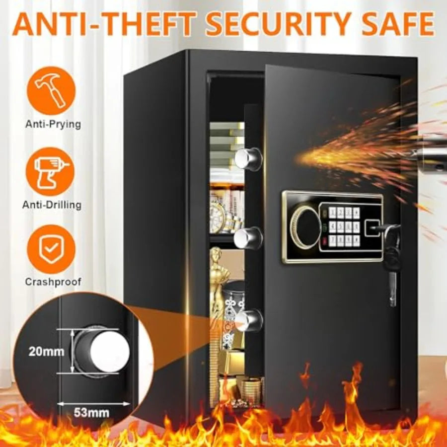 Large Keypad Home Safe and Fireproof Security Box