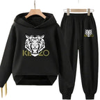 Kids' Tiger Print Hoodie Sweatshirt Pants Set