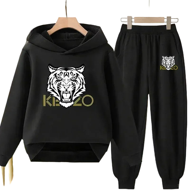 Kids' Tiger Print Hoodie Sweatshirt Pants Set
