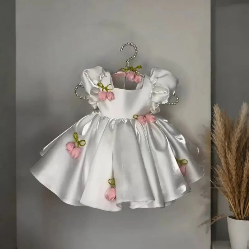 Girls' Tulip Flower Strap Princess Tutu Dress