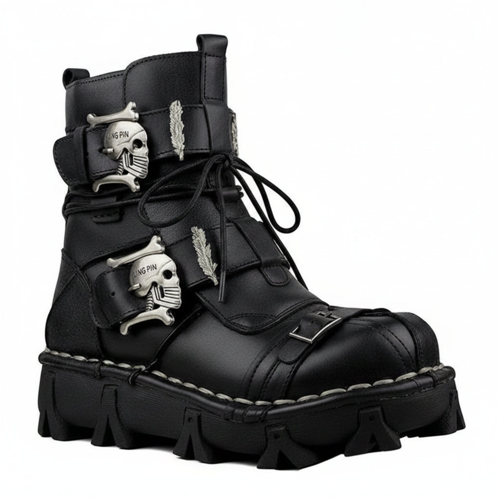 Men's Fashion Genuine Leather Handmade Punk Boots 1809