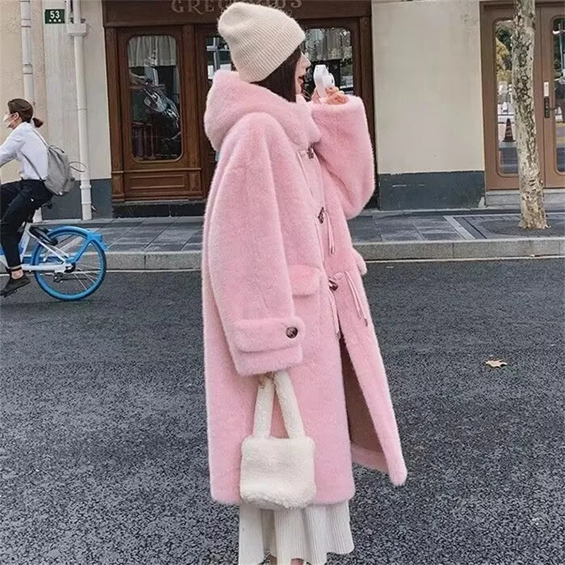 Women's Thick Warm Hooded Faux Fur Coat