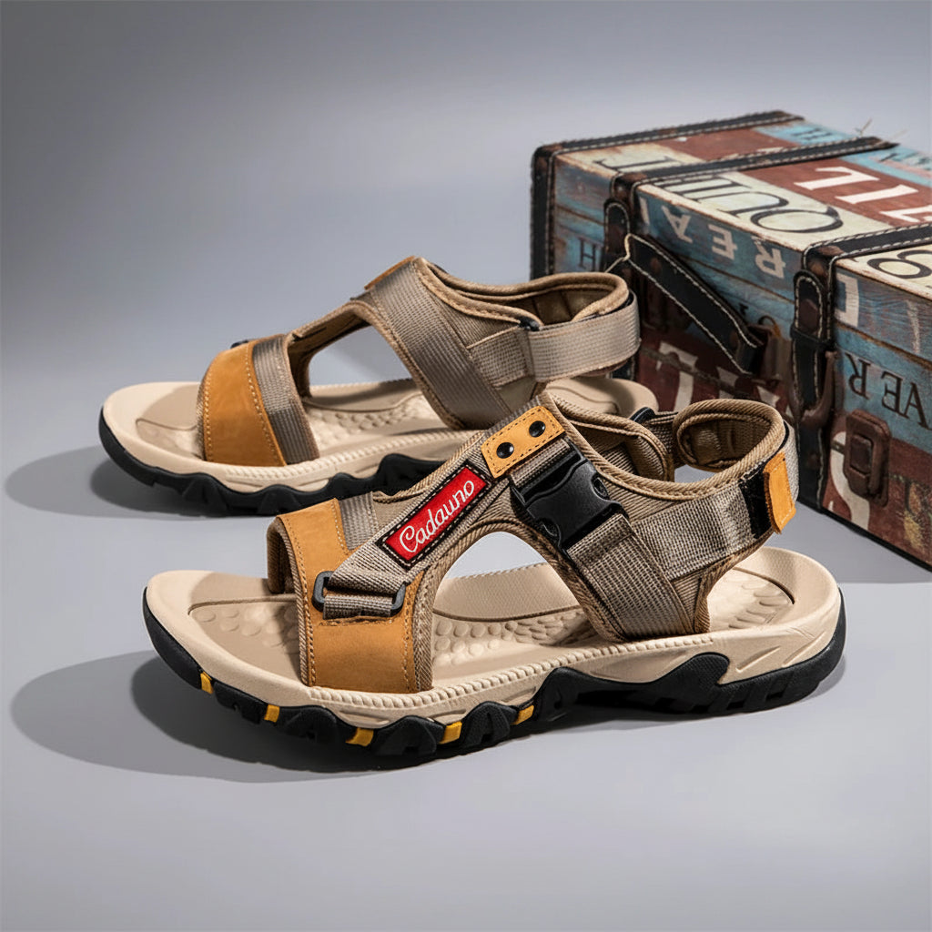 Men's Leather Outdoor Sandals Breathable Open Toe Beach Shoes