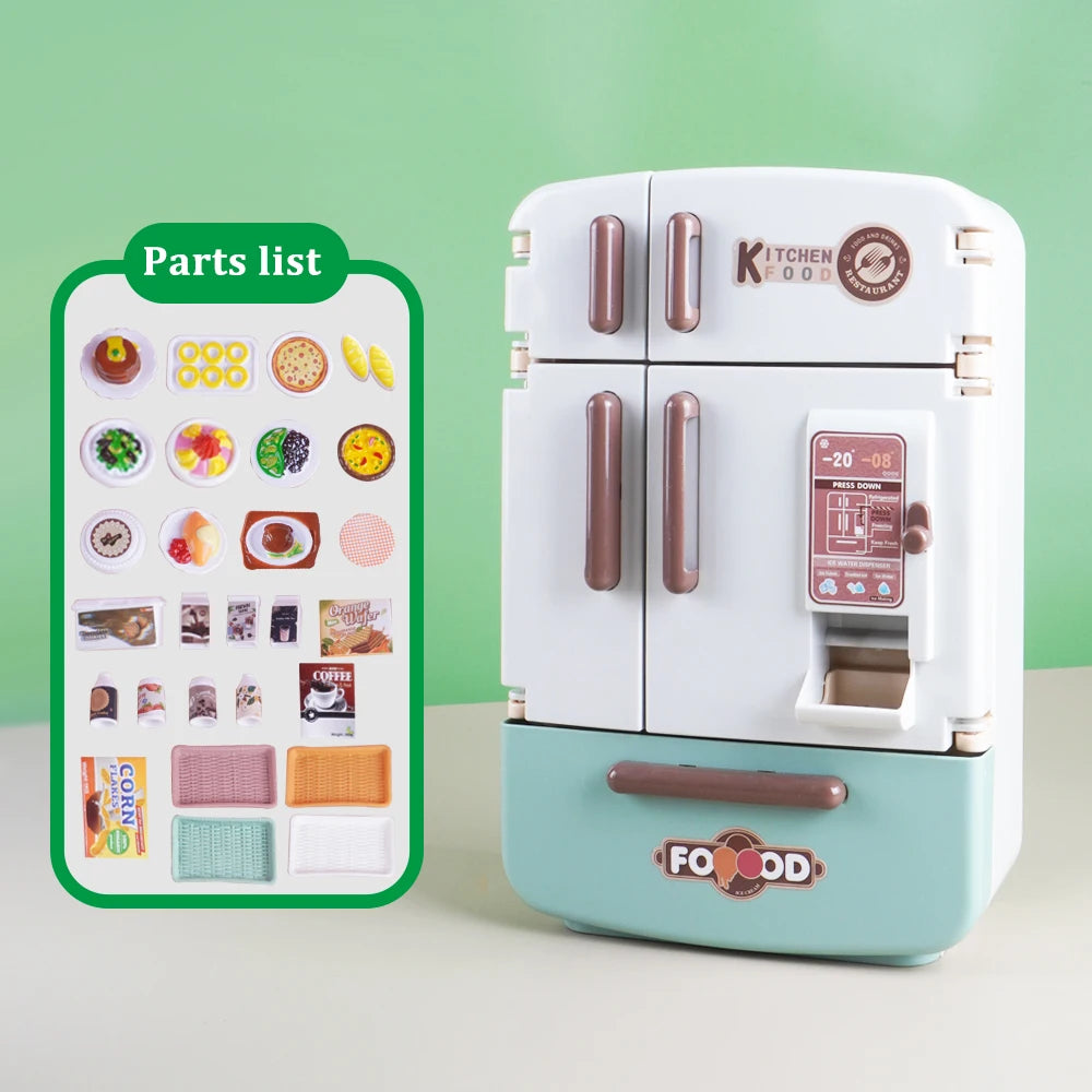 Kids' 1:12 Miniature Double Door Refrigerator Toy with Kitchen Accessories