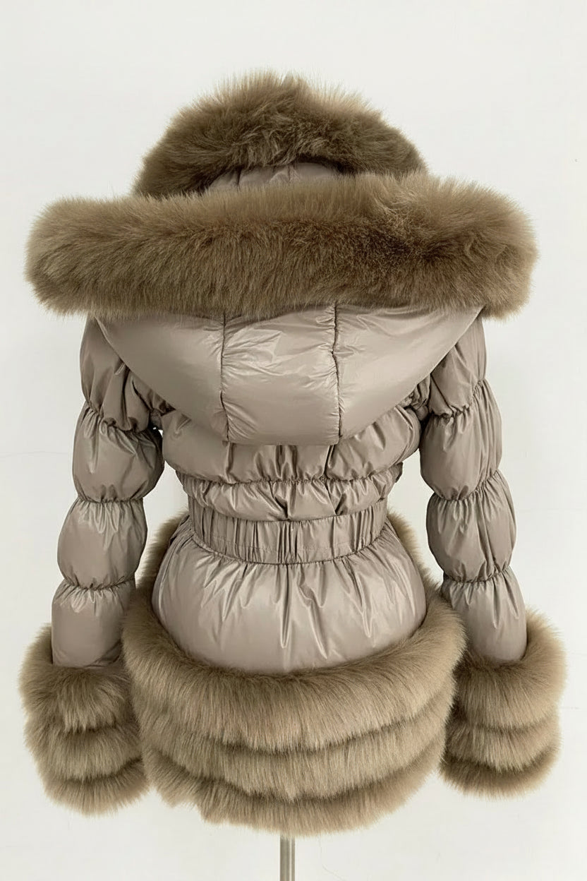 Women's Thick Warm Hooded Faux Fur Coat Y333