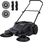 Walk-Behind Hand Push Floor Sweeper and Manual Yard Cleaner