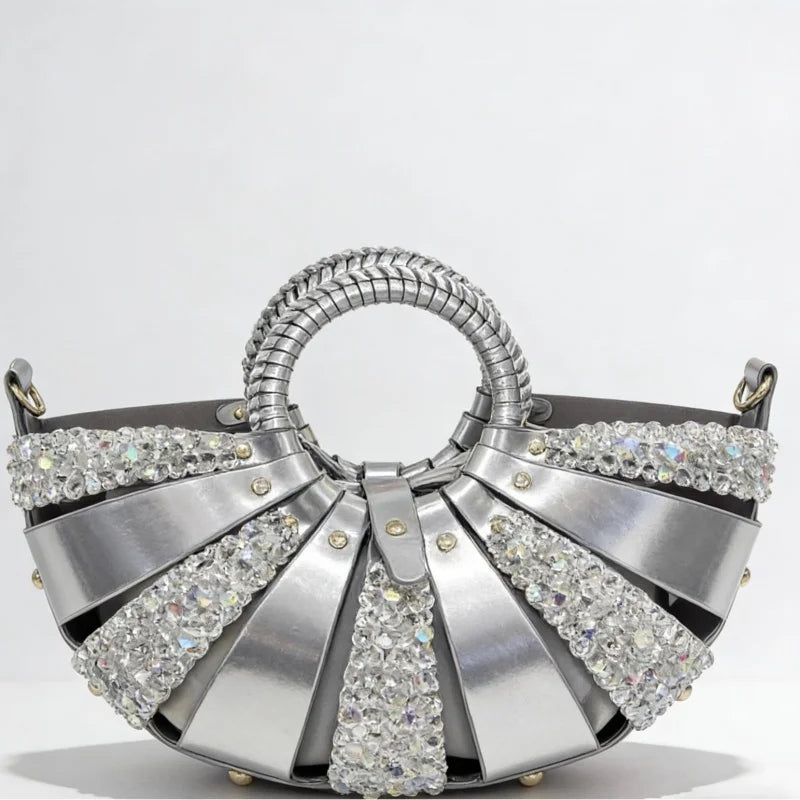 Women's Diamond Studded Hollow Out Shell Evening Clutch Bag ZZ00449