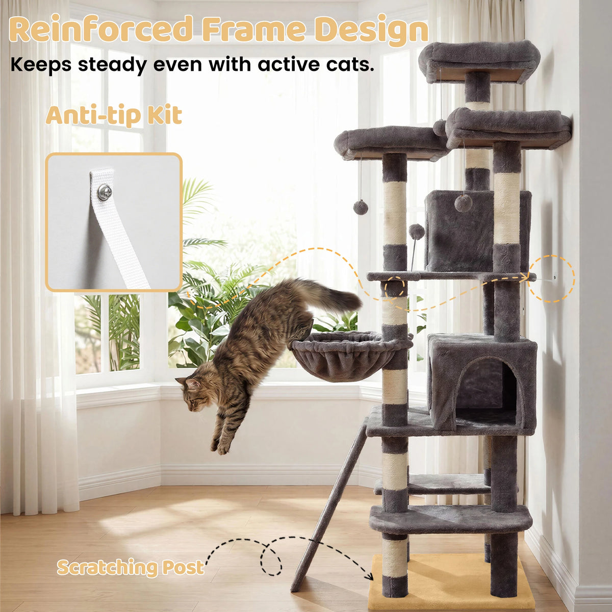 68-Inch Multi Level Indoor Cat Tree Tower