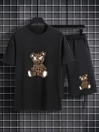 Men's Casual Graffiti Print T-Shirt and Shorts Two Piece Set