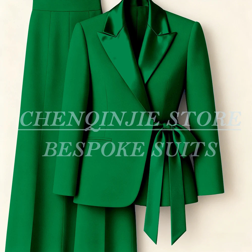 Women's Tailored Blazer Wide Leg Pants Suit