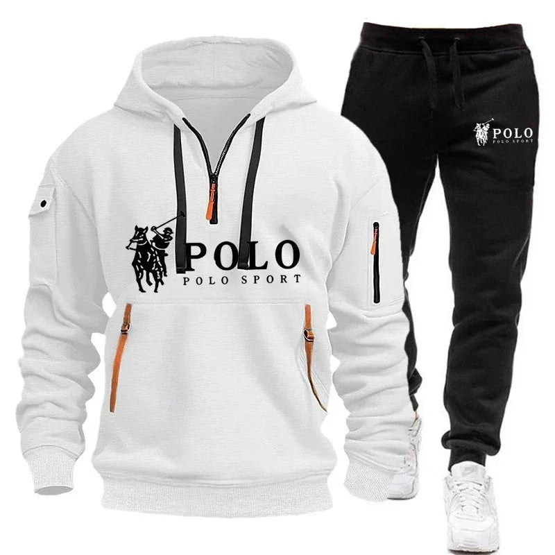 Men's Casual Warm Hoodie and Pants Two Piece Tracksuit Set