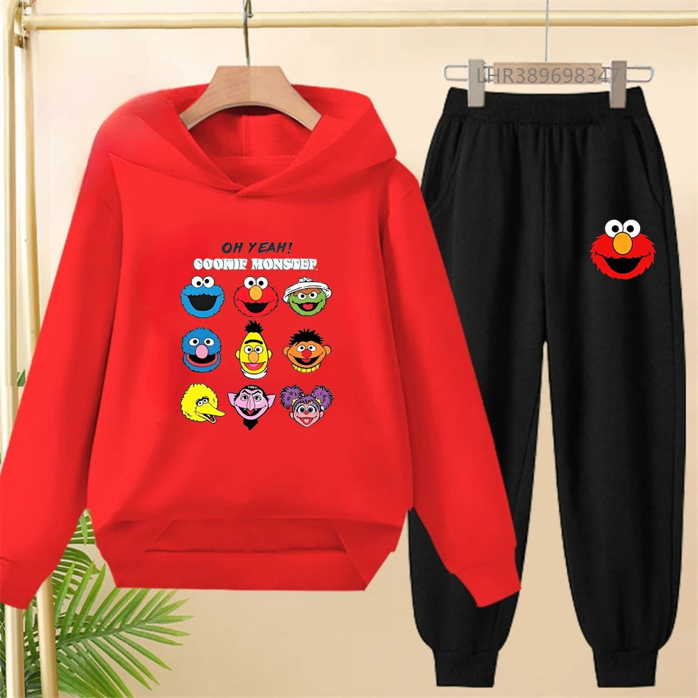 Kids' Printed Hooded Sweatshirt Pants Two-Piece Set