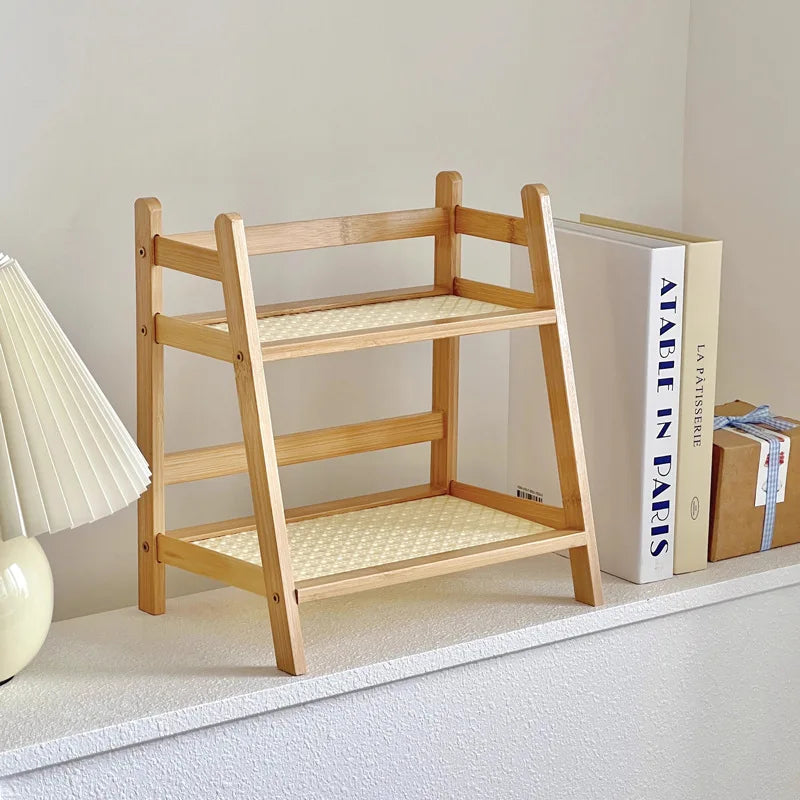 2 Layer Bamboo Countertop Organizer and Multipurpose Storage Shelf