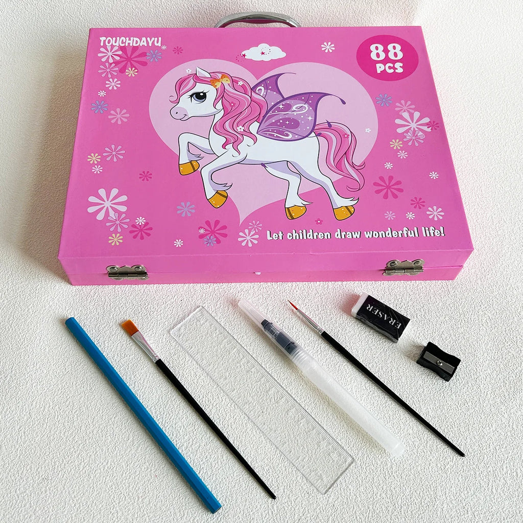 Pink Unicorn 88-Piece Art Painting and Drawing Kit Gift Box Set