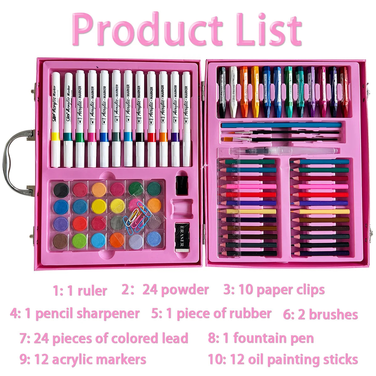Pink Unicorn 88-Piece Art Painting and Drawing Kit Gift Box Set