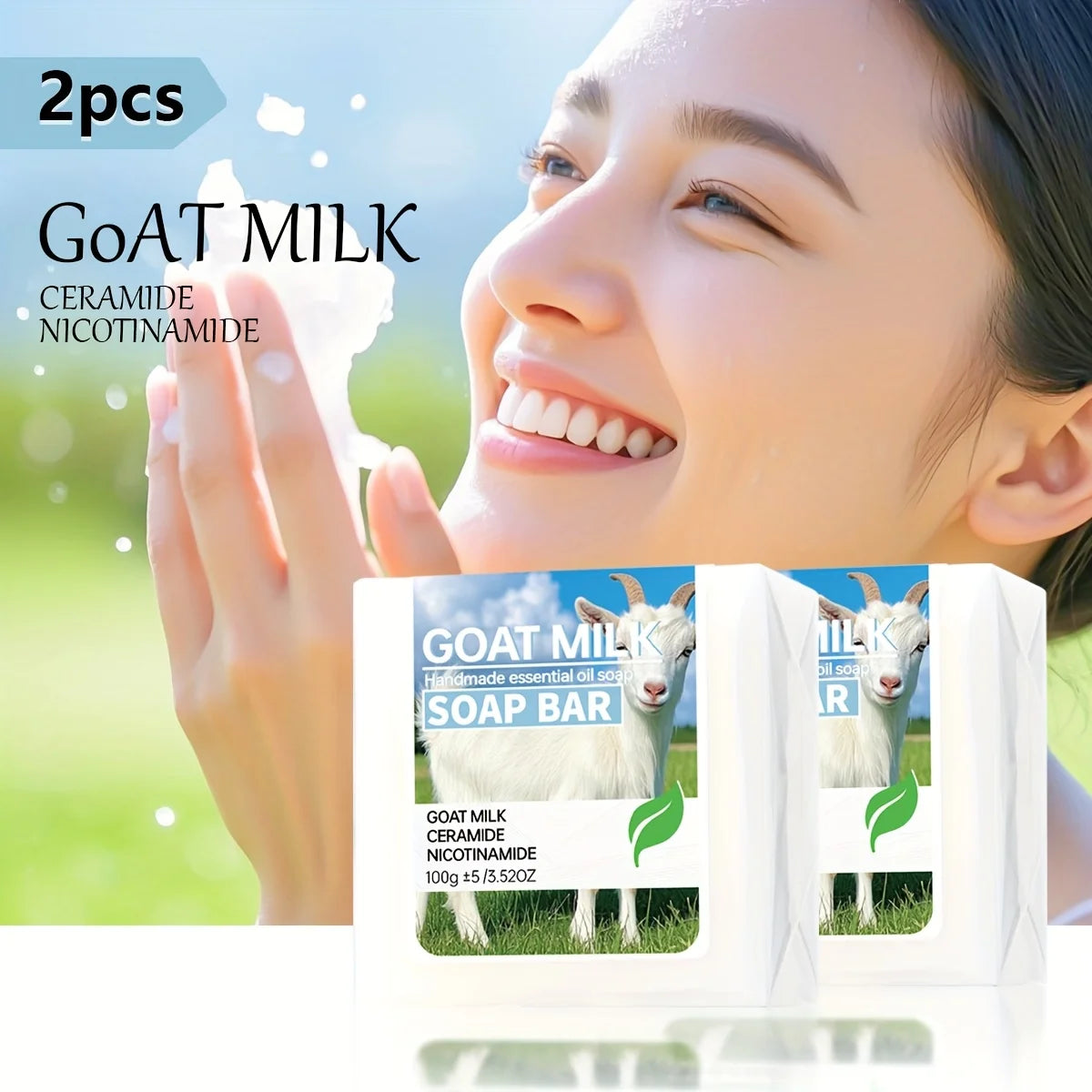 Unisex Goat Milk Ceramide Cleansing Soap Bar 2-Pack