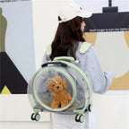 Portable Breathable Transparent Rolling Pet Travel Backpack
