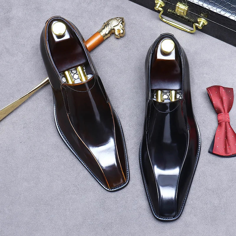 Men's Pointed Toe Genuine Cowhide Leather Loafers
